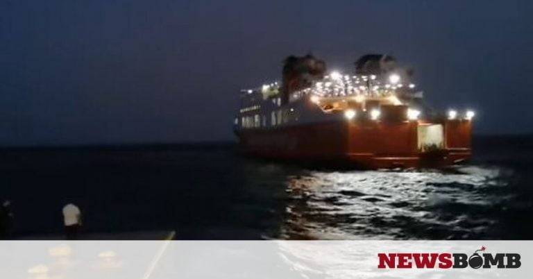 Κακοκαιρία – Σίκινος: Καρέ – καρέ η μάχη του «Διονύσιος Σολωμός» για να δέσει στο λιμάνι