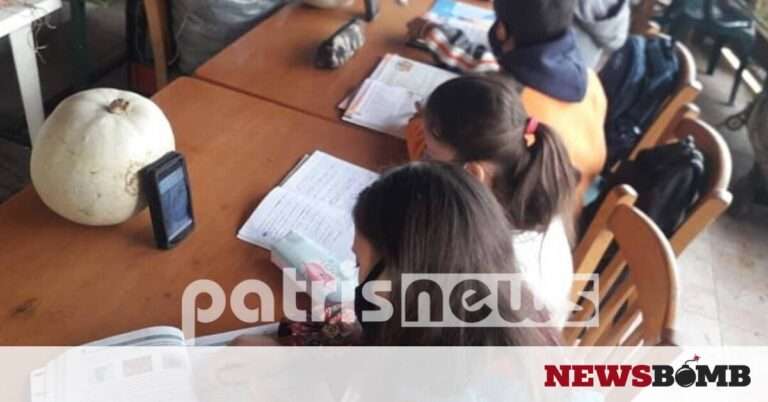ΝΔ: Ο κοινοτάρχης και ιδιοκτήτης του καφενείου μοίρασε τη φωτογραφία με τους μαθητές στην Ηλεία