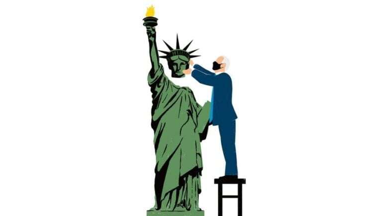 Εξώφυλλο Spiegel: Ο Μπάιντεν βάζει πίσω στη θέση του το κεφάλι του Αγάλματος της Ελευθερίας | newsbreak
