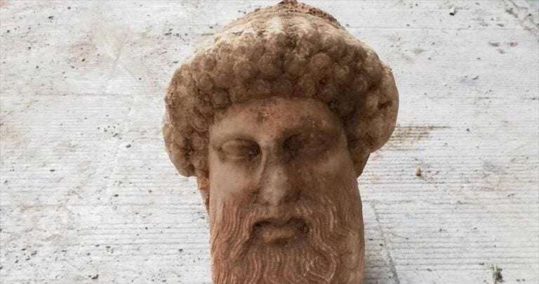 Well-preserved head of Hermes uncovered during construction works in central Athens