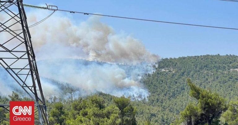 Αναζωπύρωση της φωτιάς στην Πάρνηθα – Στο μέτωπο ο φακός του CNNi