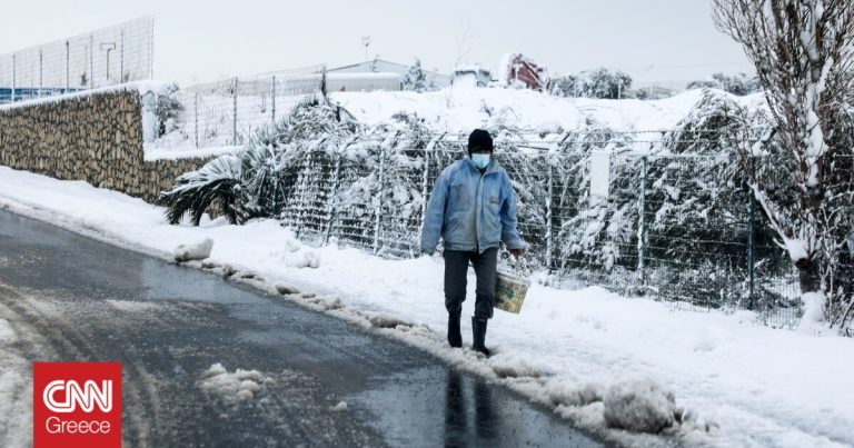 Κακοκαιρία Avgi: Πυκνή χιονόπτωση στο Λασήθι – Υποχρεωτικές οι αλυσίδες στα ορεινά